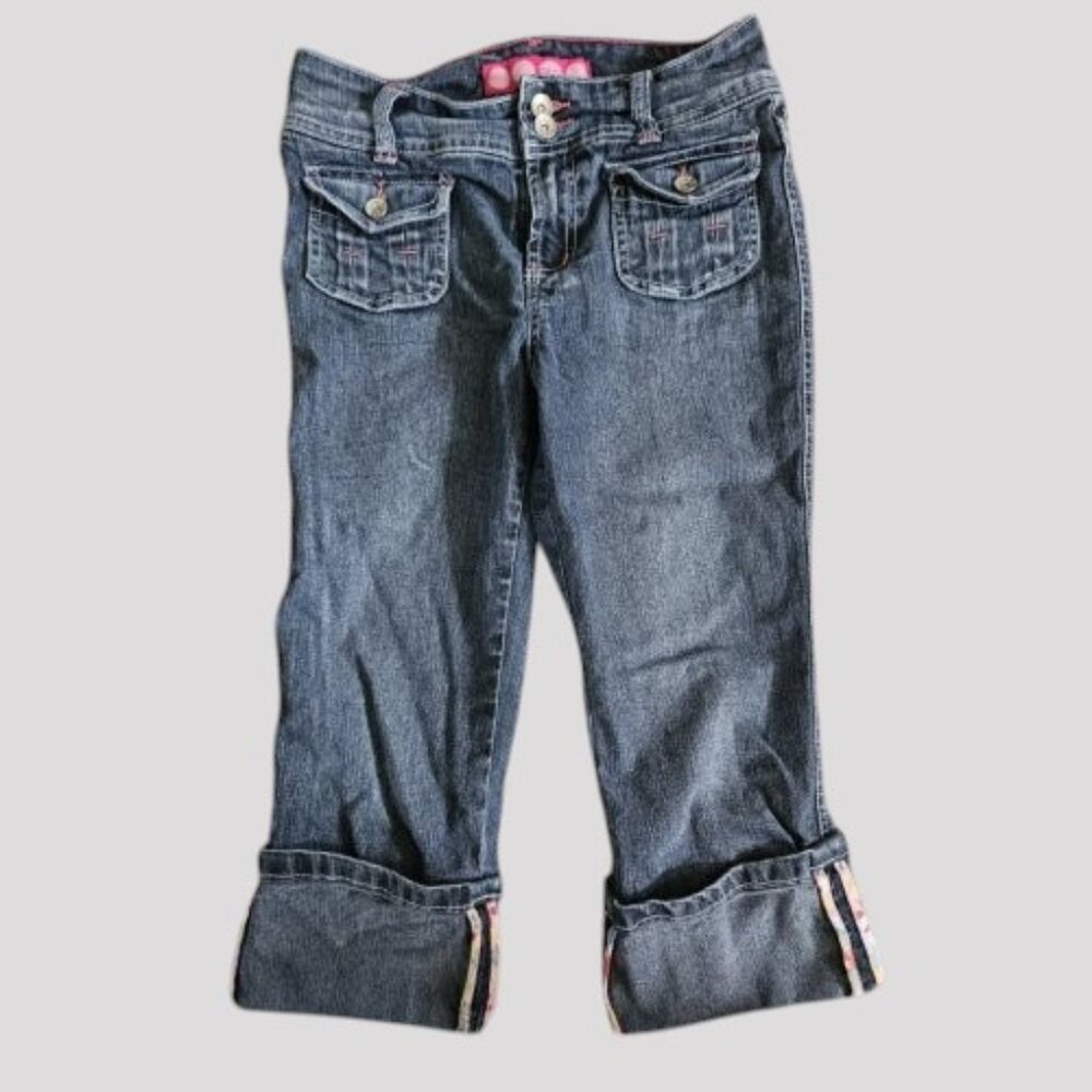 GLO Cuffed Capri Length Stretch Denim Jeans Girls Size 12